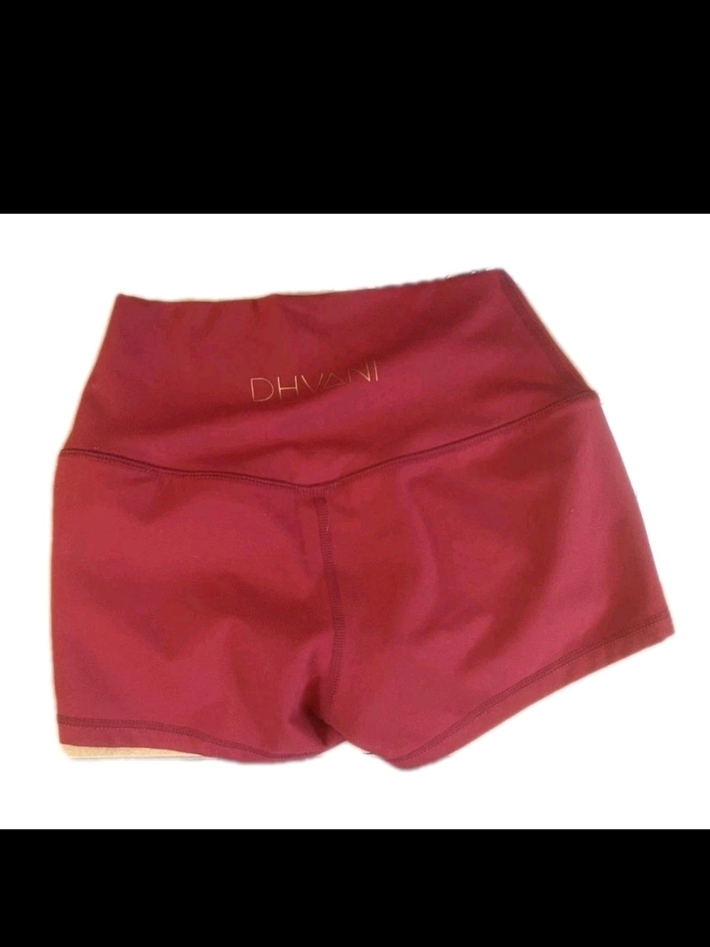 DHVANI Naked High-Waisted Athletic Workout Shorts Burgundy Maroon XS